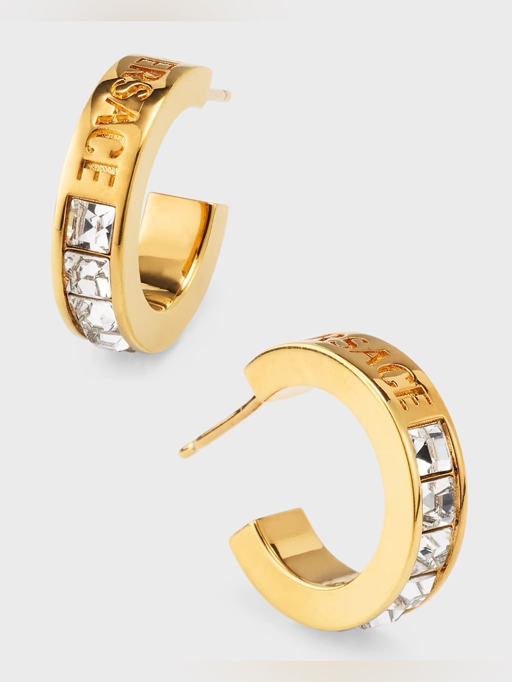 Versace Medusa Crystal Hoop Earrings in Gold
